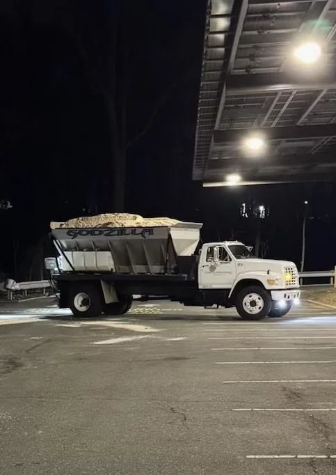 Godzilla, Clear Landscaping’s salt and deicing truck, loaded ahead of a storm