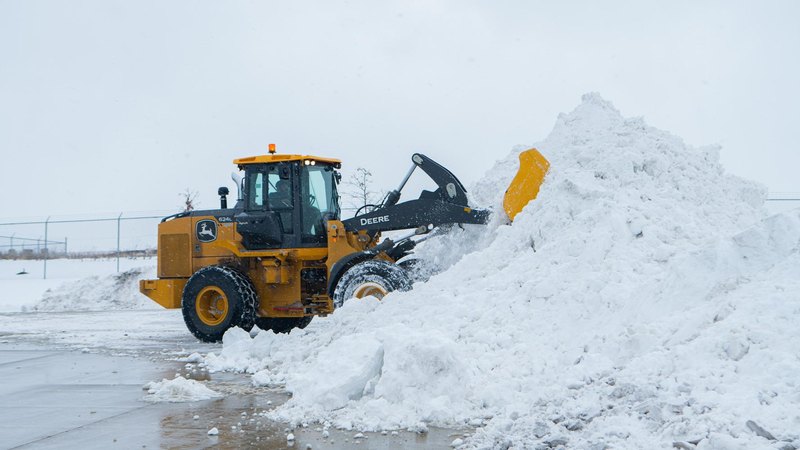 Clear Landscaping equipment clearing a commercial property in Mercer County, New Jersey